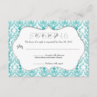 Chic Damask RSVP [Teal] Card