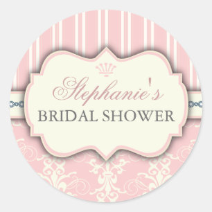 Chic Damask Vintage Bridal Shower Favour Sticker