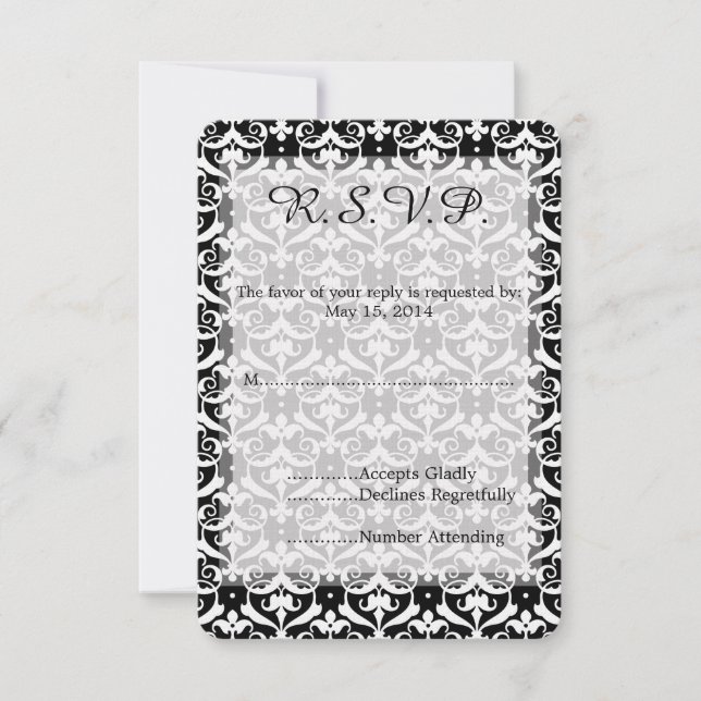 Chic Damask Wedding RSVP (Front)