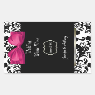 Chic Damask Wedding Wine Bottle Stickers