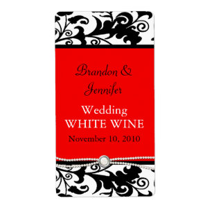 Chic Damask Wedding Wine Labels