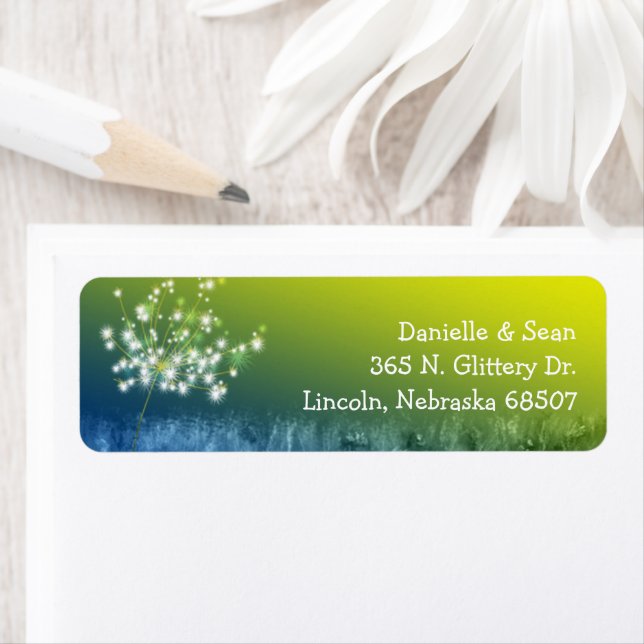 Chic Dandelion Green Wedding Return Address Return Address Label (Insitu)
