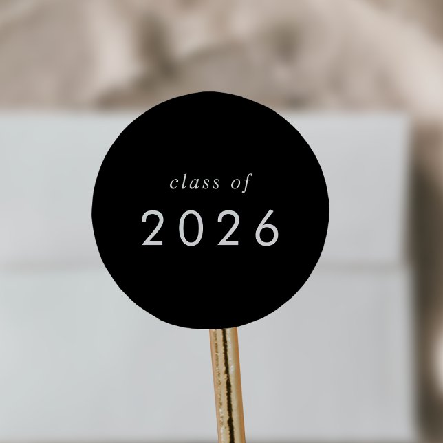 Chic Dark Black Class of 2025 Graduation Sticker (Chic Dark Black Class of 2026 Graduation Sticker)