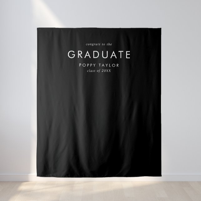 Chic Dark Black Graduate Graduation Photo Backdrop Tapestry (Creator Uploaded)