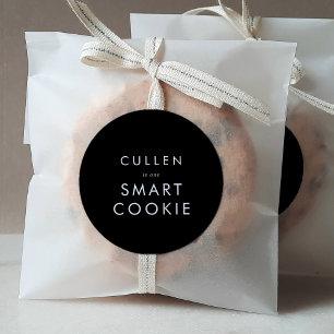 Chic Dark Black One Smart Cookie Graduation Favour Classic Round Sticker