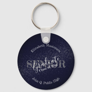 Chic Dark Blue Graduation Graduate Senior Class Key Ring
