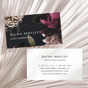 Chic Dark Floral on Black Business Card