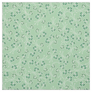Chic Dark Green and White Shamrocks on Pale Green Fabric