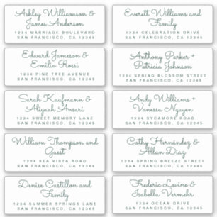 Chic Dark Green Calligraphy Guest Address Labels