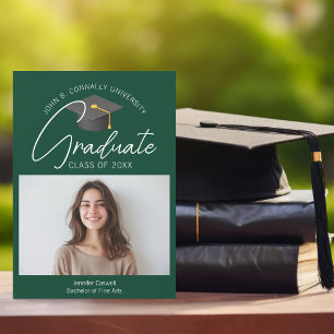 Chic Dark Green Graduate Photo 2025 Graduation Announcement