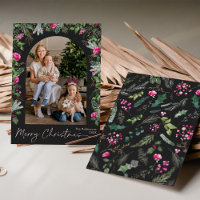 Chic Dark Grey & Bright Pink Greenery Arch 1 Photo