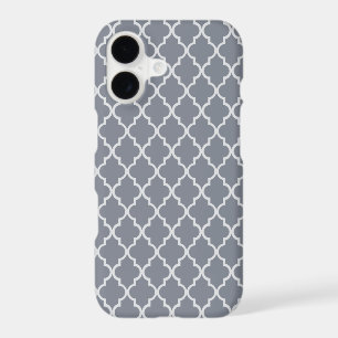 Chic Dark Grey & White Moroccan Quatrefoil Pattern