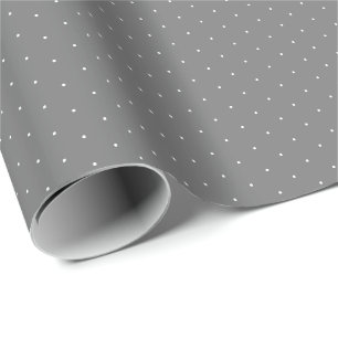 Chic dark grey white tiny polka dots pattern gift wrapping paper