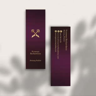 Chic Dark Purple & Gold Notary Key Luxury Mini Business Card