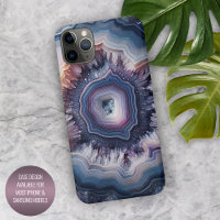 Chic Dark Purple Violet Blue Quartz Agate Pattern