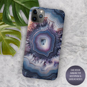 Chic Dark Purple Violet Blue Quartz Agate Pattern iPhone 16 Pro Max Case