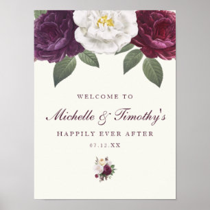 Chic Dark Purple Wedding Sign