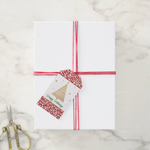 Chic Dark Red White Damask Floral Art Pattern Gift Tags