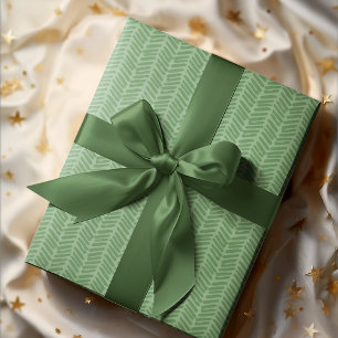 Chic Dark Sage Light Forest Green Striped Zigzag Wrapping Paper