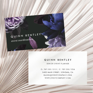 Chic Dark Violet Floral Business Card