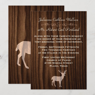 Chic Dark Wood Deer Wild Life Wedding Invitation