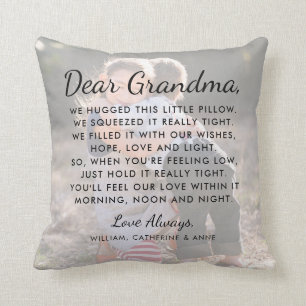 Chic Dear Grandma Message Photo Mother's Day Cushion