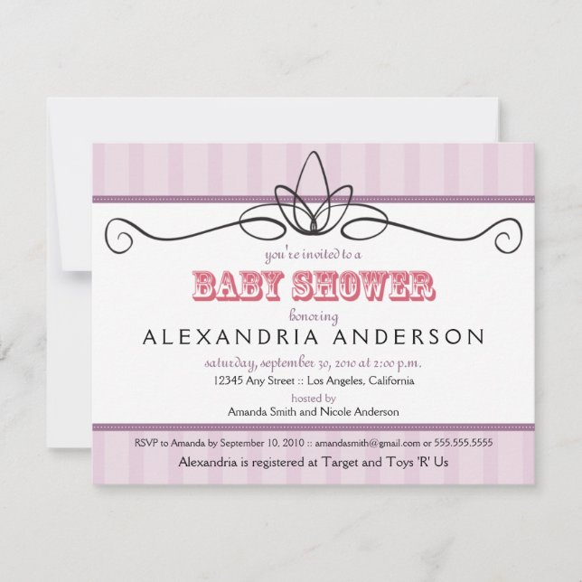 Chic Deco Custom Baby Shower Invitation (lavender) (Front)