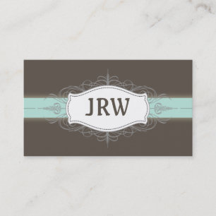 Chic Deco Frame Monogram Baby Blue Business Card