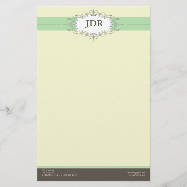 Chic Deco Mint Customised Stationery (Front)