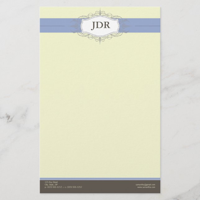 Chic Deco Periwinkle Customised Stationery (Front)