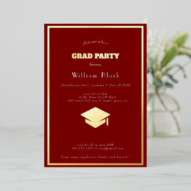  chic   deep red  & gold grad party (Standing Front)