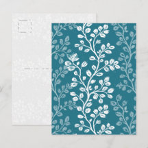 Chic Deep Turquoise Trailing Blossoms Floral Art