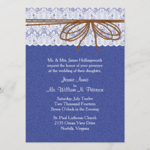 Chic Denim and Lace Wedding Invitation