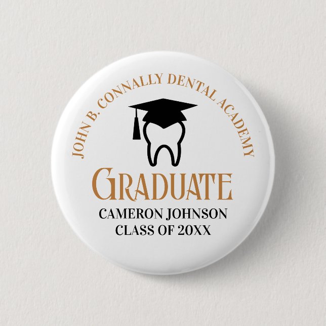 Chic Dental School Custom Dentist Graduation 6 Cm Round Badge (Front)