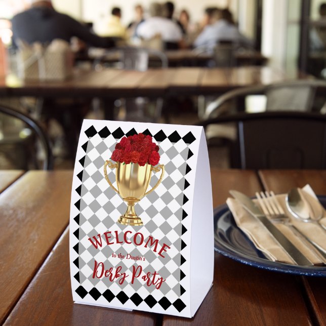 Chic Derby Trophy and Roses Welcome Checkerboard (Insitu(Restaurant))
