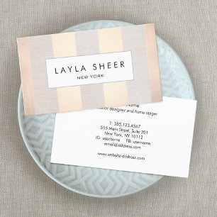 Chic Designer & Stylist Striped Beige Light Copper Business Card