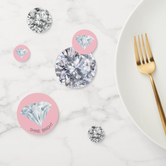 Chic Diamond Gemstones on Light Rose Gold Table Confetti (Group)