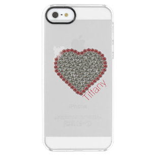Chic Diamond Heart Custom Clear iPhone 5S Case