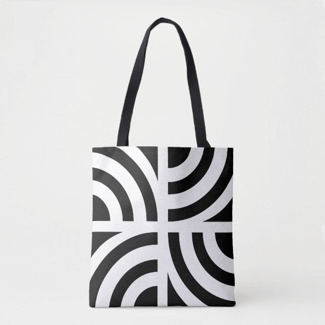 Chic Diamond Pattern Tote Bag with Black Handles (Front)