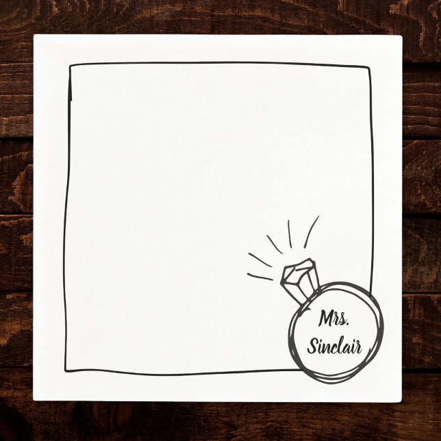 Chic Diamond Ring Bridal Shower & Bachelorette Napkin (Creator Uploaded)