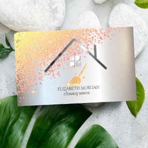 Chic Diamonds Broom Maid Cleaning House  Business Card