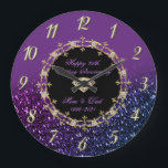 Chic Diamonds Glitter 25th Wedding Anniversary Large Clock<br><div class="desc">Elegant gold diamonds wedding anniversary clock.</div>