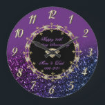 Chic Diamonds Glitter 25th Wedding Anniversary Large Clock<br><div class="desc">Elegant gold diamonds wedding anniversary clock.</div>