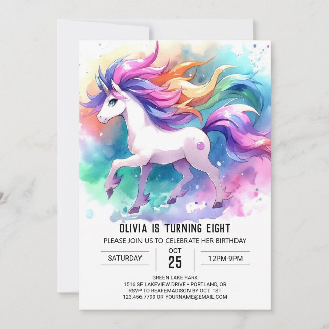 Chic Digital Horse Birthday Invitation (Front)