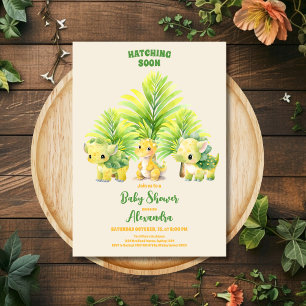 Chic Dinosaur Boy Baby Shower Greenery  Invitation