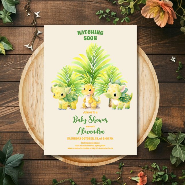 Chic Dinosaur Boy Baby Shower Greenery  Invitation (Creator Uploaded)