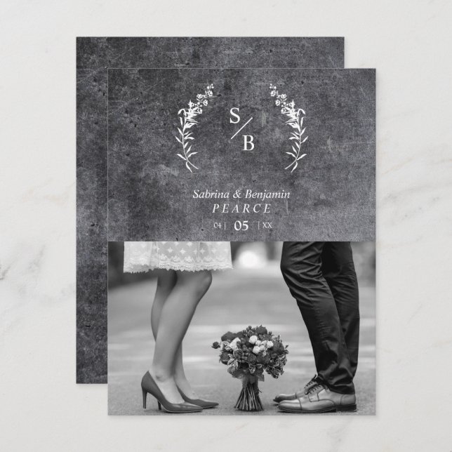 Chic Dirty Alternative Photo Chalkboard Wedding Thank You Card (Front/Back)
