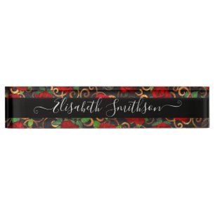 Chic Distinctive Personalised Professional Floral Nameplate