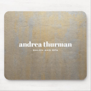 Chic Distressed Grey Satin gold custom name Mouse Pad