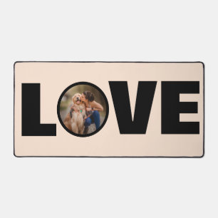 Chic Dog Photo Love Typography Custom Desk Mat